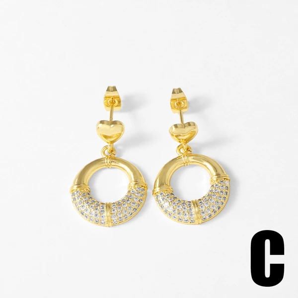 AS jewelry love heart earrings female high-grade copper plated real gold earrings earrings ert03