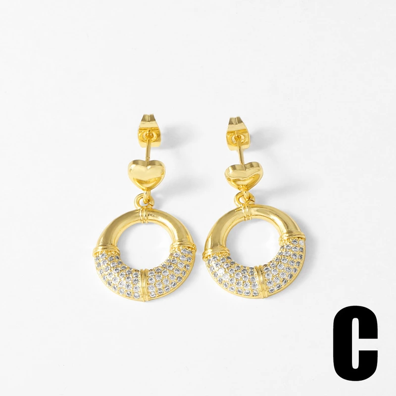 AS jewelry love heart earrings female high-grade copper plated real gold earrings earrings ert03