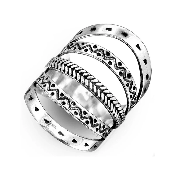 Metal electroplated ring for women, multi-layer geometric design, old-fashioned ring, fashionable niche single ring
