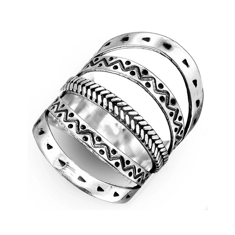 Metal electroplated ring for women, multi-layer geometric design, old-fashioned ring, fashionable niche single ring