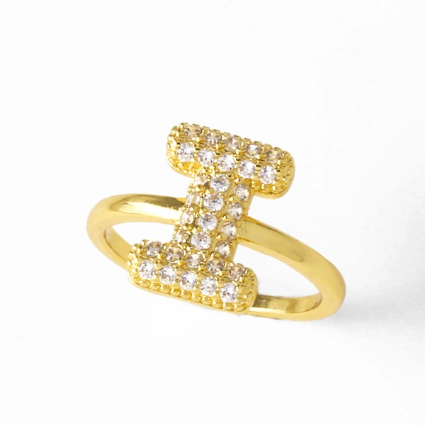 AS jewelry hot item inlaid with zircon 26 English letters open ring female rij23