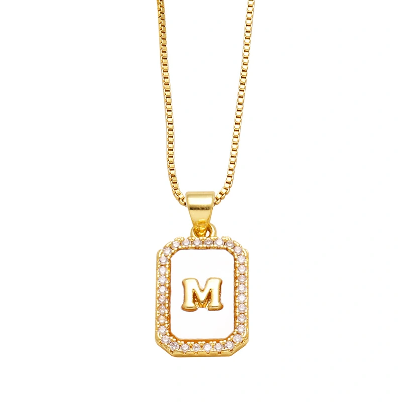 AS jewelry European and American new shell cube 26 English letters necklace clavicle chain female nkb581