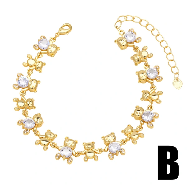 Clearance hot sale pearl bracelet creative inlaid zircon love bear hand jewelry bracelet female brm51