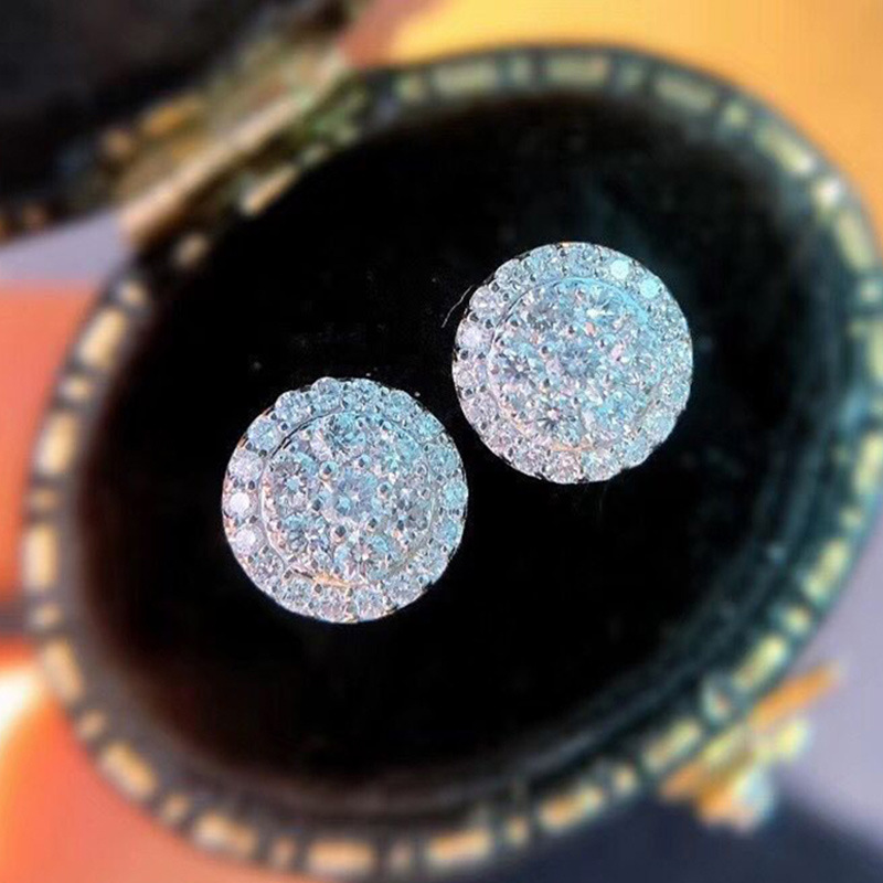 Korean version of the stall economy accessories exquisite full diamond round zircon earrings noble and elegant ladies earrings