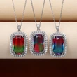 European and American light luxury necklace 15*25mm super large colored zircon necklace luxury two-color gemstone pendant
