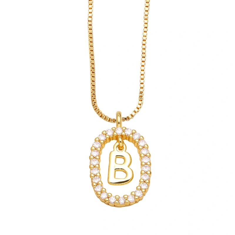 AS jewelry new style inlaid zircon 26 English letters necklace female gold-plated clavicle chain nka019