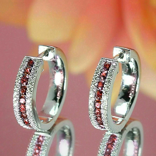 Elegant imitation sapphire earrings Korean version for women zircon ear buckle fashion line earrings classic earrings