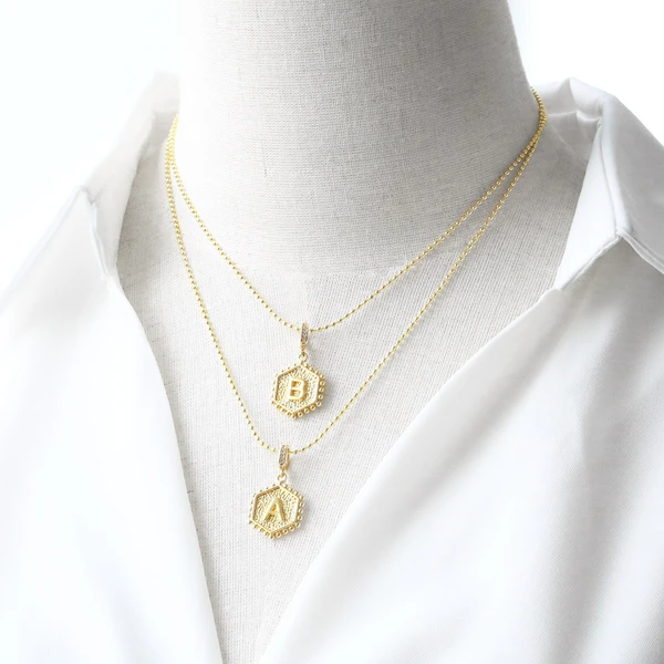 AS jewelry European and American hexagonal heart 26 English letters necklace clavicle necklace nkb296 necklace