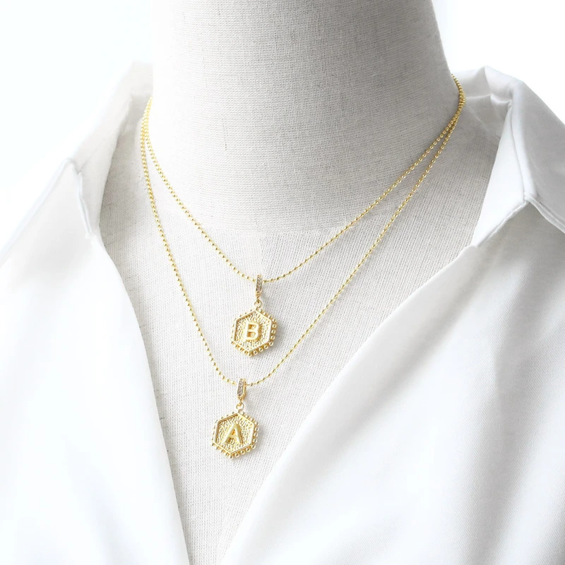 AS jewelry European and American hexagonal heart 26 English letters necklace clavicle necklace nkb296 necklace