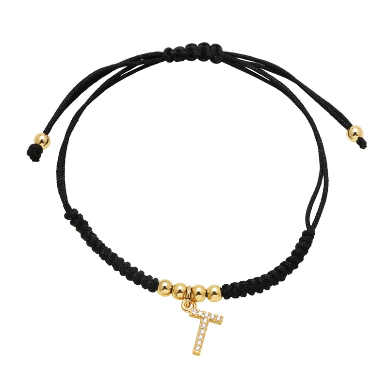 AS jewelry European and American new black bracelet 26 English letters pendant bracelet hand jewelry bra13