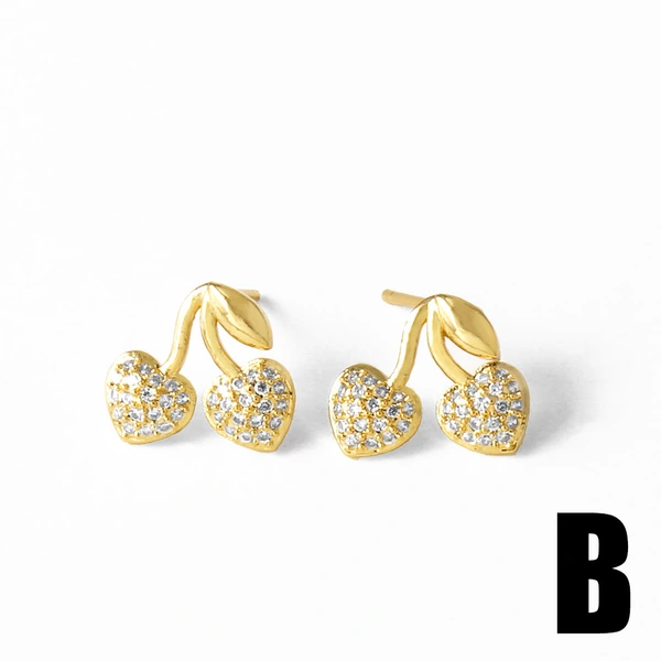 AS jewelry Europe and the United States hot selling pearl panda strawberry cherry earrings female gold-plated earrings earrings female ern22