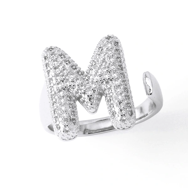 Jewelry Europe and the United States hot selling 26 English letter ring gold-plated full zircon fat letter ring rih91