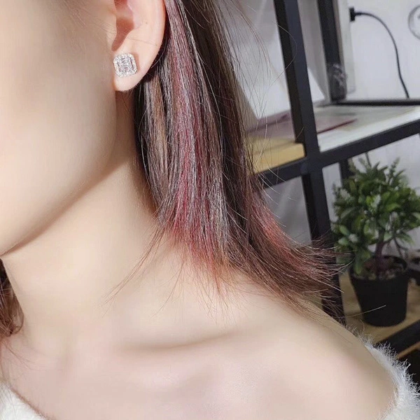 New earrings light luxury T square rock sugar diamond zircon earrings women's exquisite Valentine's Day gift jewelry