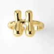AS jewelry smooth 26 English letters ring female copper plated real gold open ring rih04