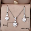 Hot selling heart-shaped jewelry set copper plated white gold zircon heart earrings exquisite love pendant for women