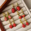 AS jewelry Europe and the United States hot selling fruit strawberry dragon fruit oil drop gold-plated pendant earrings earrings female ery98