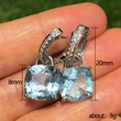 New earrings inlaid with light blue fat square zircon earrings Valentine's Day gift earrings wholesale