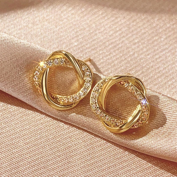  Fashionable and simple earrings for women inlaid with zircon lines wrapped earrings for daily use with shining earrings