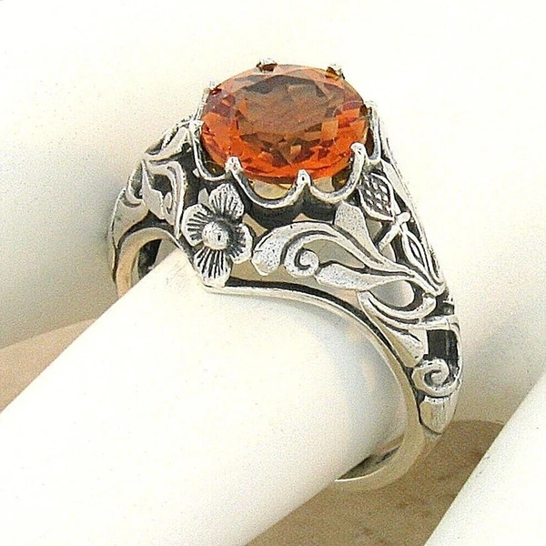  Matte plated antique silver ring female retro floral texture ring pastoral style daily matching jewelry