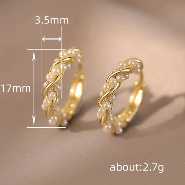  Korean Dongdaemun autumn new fashion earrings imitation pearl twist earrings Korean style elegant earrings
