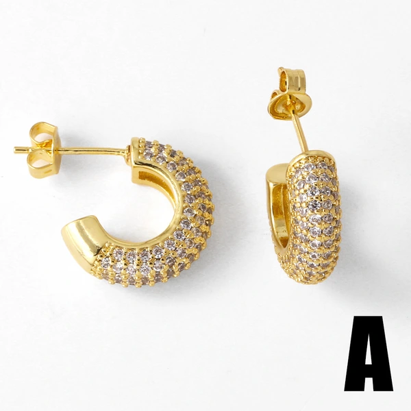 AS jewelry earrings heart earrings gold-plated zircon inlaid C-shaped earrings earrings era189