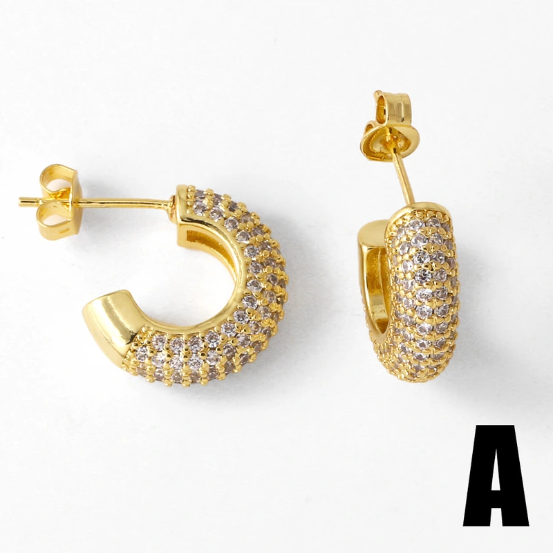 AS jewelry earrings heart earrings gold-plated zircon inlaid C-shaped earrings earrings era189