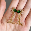 Natural small fresh branch shape ear clip female temperament spring and summer new floral style fashion earrings
