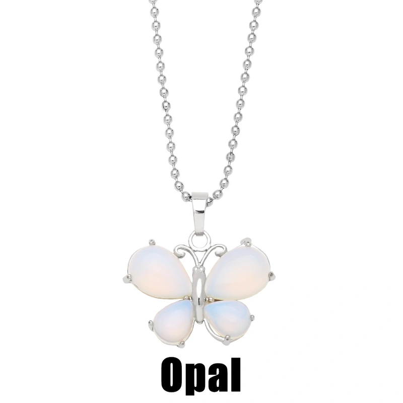 Crystal agate butterfly necklace for women 2023 new European and American hot selling pendant necklace wholesale nkb612