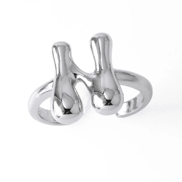 AS jewelry European and American hot selling 26 English letters ring female copper plated 18k gold open ring rih05