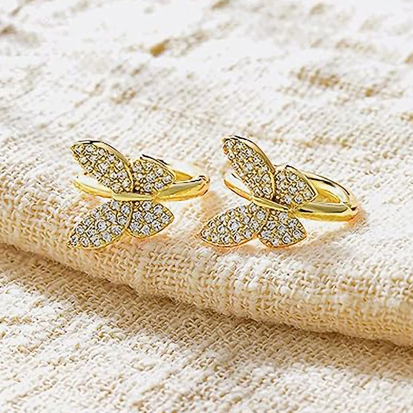  Micro-inlaid zircon butterfly earrings for women, fashionable and elegant, classic and popular jewelry
