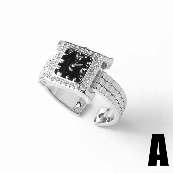 AS jewelry European and American inlaid zircon copper plated real gold watch ring female style open ring rij80