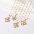 AS jewelry gold-plated full zircon four-leaf clover snowflake pendant necklace nka032 necklace