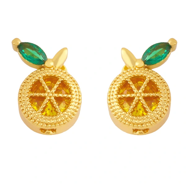 Clearance tide crown earrings niche design micro-inlaid zircon fruit earrings cute small earrings erx73