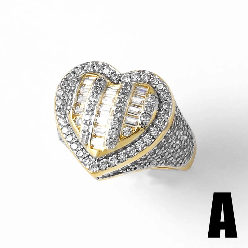 AS jewelry Europe and the United States hot selling love two-color ring female gold-plated peach heart full zircon open ring rih77