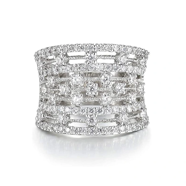 Independent station new copper plate full inlaid zircon hollow ring e-commerce European and American men's and women's ring wholesale