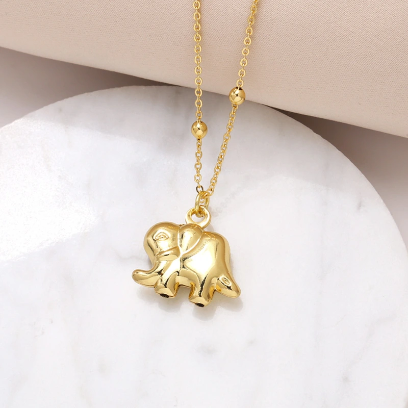 Jewelry elephant gold-plated necklace female chestnut bear smooth hip-hop pendant clavicle chain nkr21