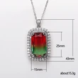 European and American light luxury necklace 15*25mm super large colored zircon necklace luxury two-color gemstone pendant