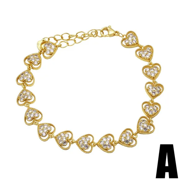 AS jewelry four-leaf clover bracelet female gold-plated full zircon love heart moon bracelet brk36
