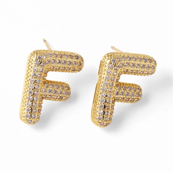 AS jewelry hot selling 26 English letters earrings gold-plated full zircon earrings female era009