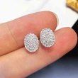 Micro-inlaid zircon light luxury style earrings female temperament lady geometric oval earrings popular earrings