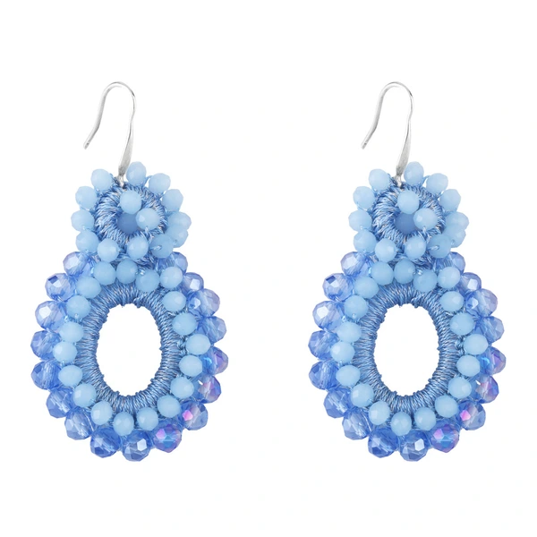 Original INS ethnic style earrings handmade beaded crystal rice beads Bohemian earrings European and American earrings ery16