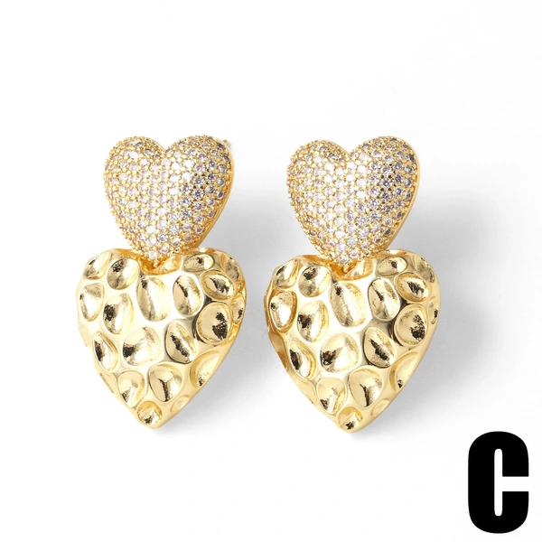 AS jewelry Europe and the United States hot selling full zircon copper plated real gold heart-shaped flower earrings earrings earrings erz81