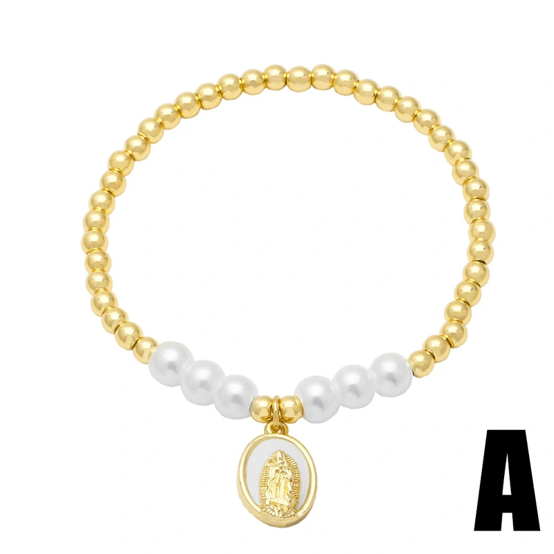 AS jewelry European and American shell pearl Madonna bracelet female copper plated 18k gold hand jewelry bracelet brb97