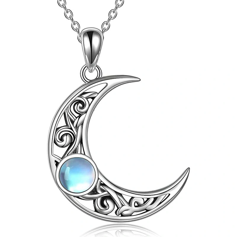 Design sense sun and moon couple necklace love imitation moonstone lucky necklace female crescent clavicle chain