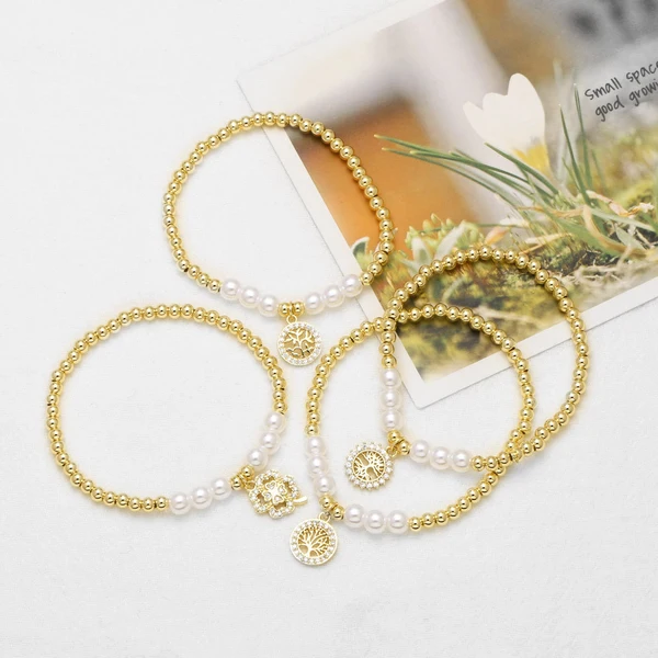 AS jewelry hot selling pearl bracelet zircon tree of life pendant bracelet hand jewelry female bra48