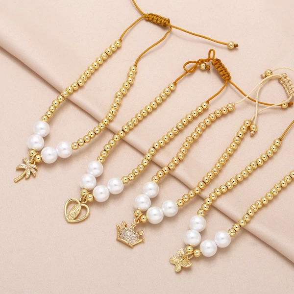 AS jewelry love Madonna pendant bracelet gold-plated zircon crown beaded hand jewelry brd31