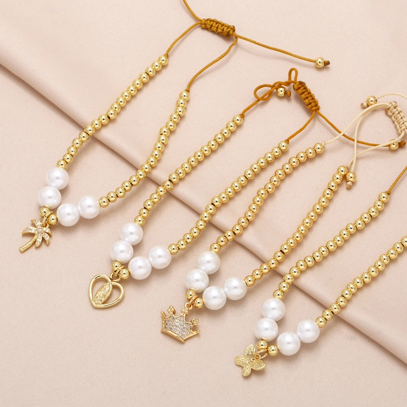 AS jewelry love Madonna pendant bracelet gold-plated zircon crown beaded hand jewelry brd31