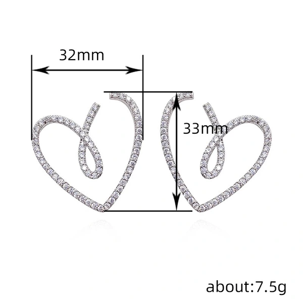 Love ribbon new trend earrings Valentine's Day gift heart-shaped earrings hollow design atmospheric female earrings