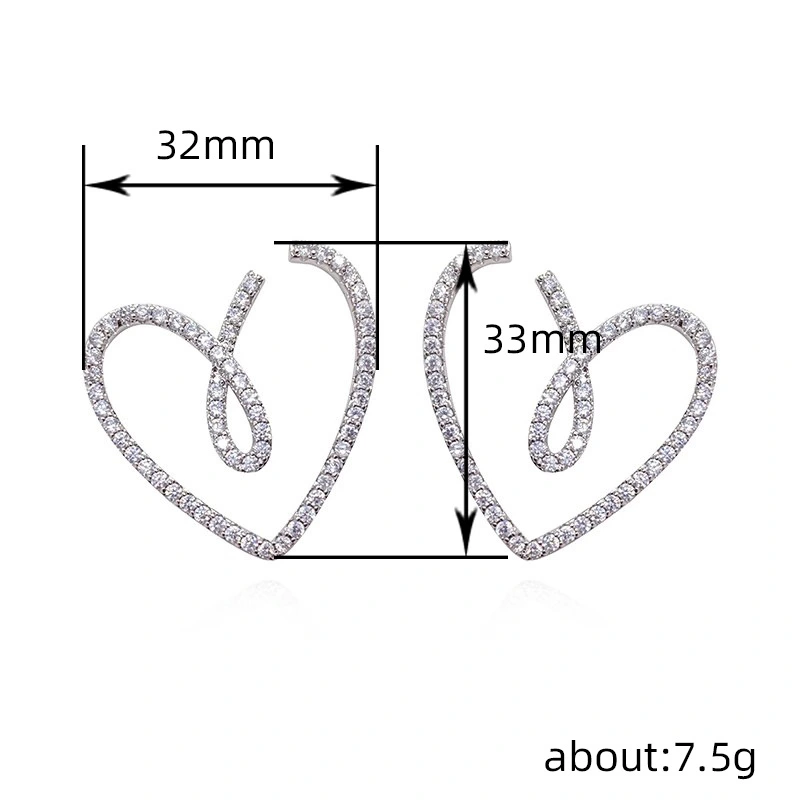 Love ribbon new trend earrings Valentine's Day gift heart-shaped earrings hollow design atmospheric female earrings