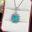European and American popular imitation jewelry luxury retro shining colored gem pendant blue green necklace earring set